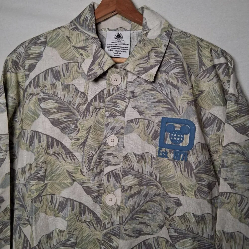 Walt Disney World Spirit Jersey Shirt S Button Collar Palms Safari Linen Blend - Picture 3 of 16